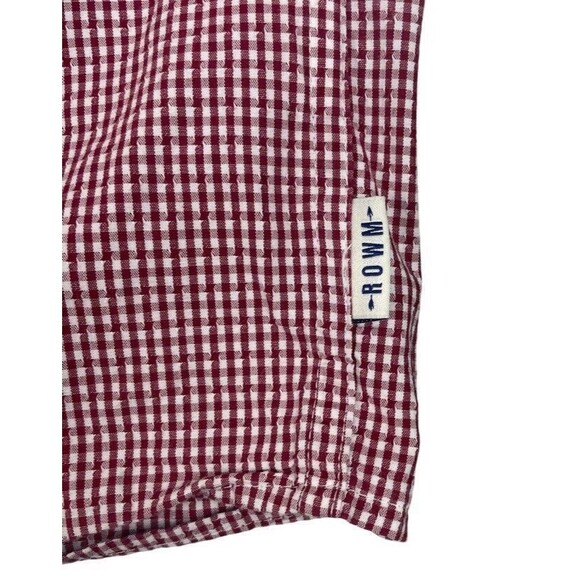 ROWM Red Dot Gingham Check LS Button Down Shirt Office Western Career XLT - Picture 5 of 11